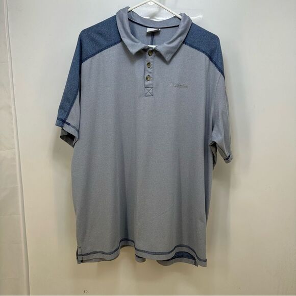 Columbia Mens'XXL Blue and White Stripe Short Sleeve Polo Shirt - Picture 1 of 5